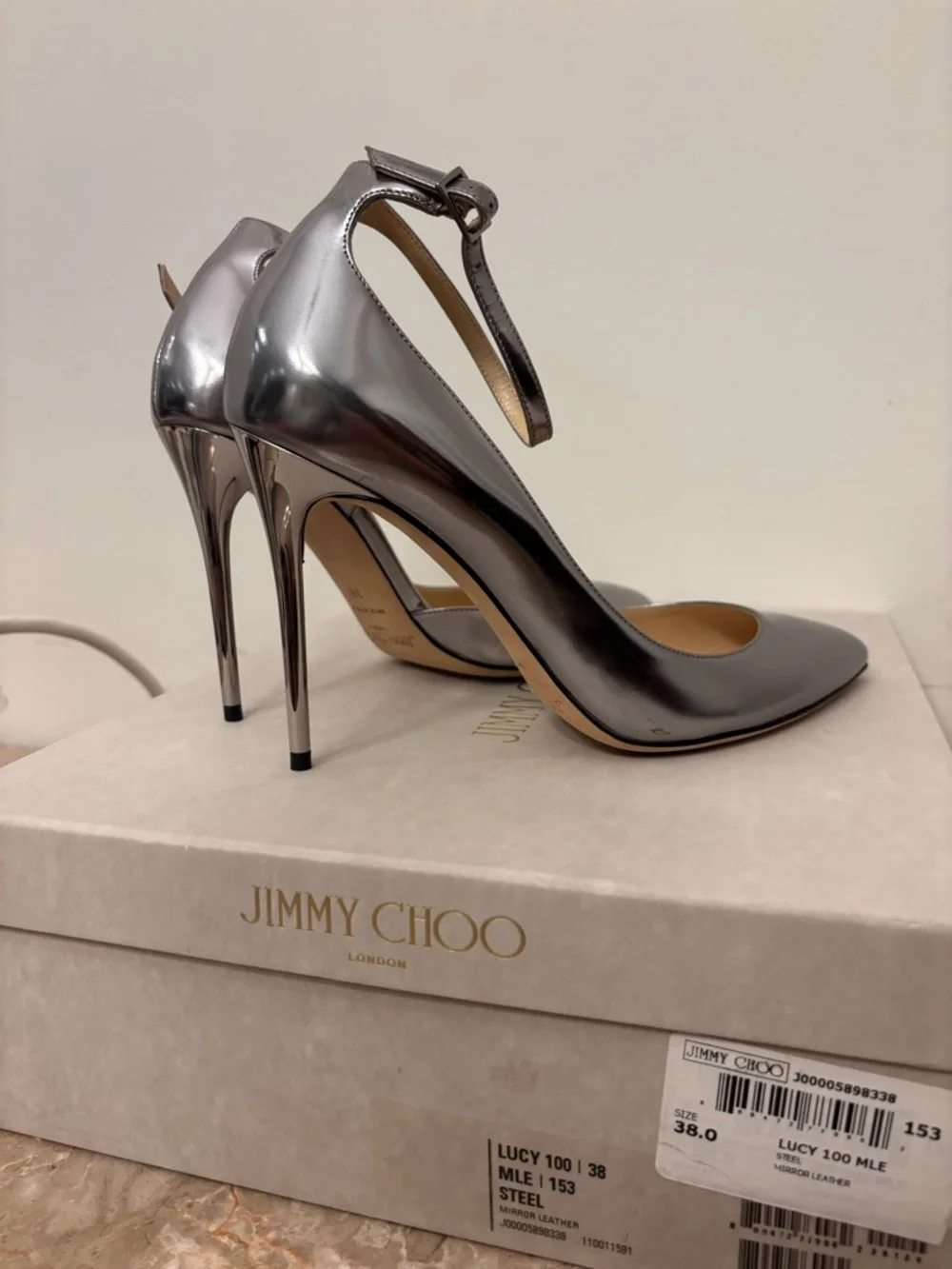 AUTHENTIC Jimmy Choo Lucy 100 colour Steel D’orsay - Picture 3 of 16